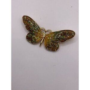 Butterfly-Designed Vintage Goldtone & Enamel Brooch Pin Jewelry Accessory